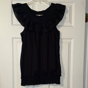 Chic Black Ruffle Sleeveless Blouse